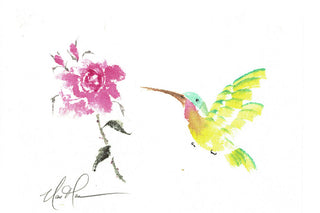 Rose and Hummingbird II