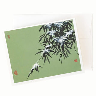 Snowy Bamboo Holiday Card by Nan Rae
