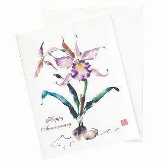 19-28A Cattleya Waltz Anniversary Card by Nan Rae