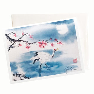 19-41 Crane with Plum Card © Nan Rae