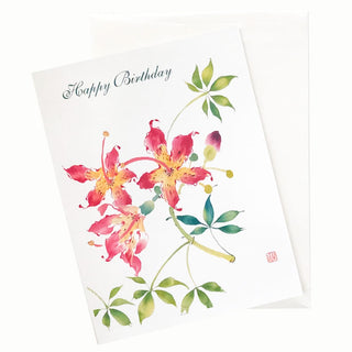 19-48B Silk Floss Flower Birthday Card by Nan Rae