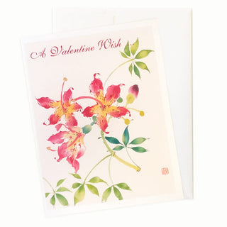 19-48V Floss Silk Flower Valentines Card by Nan Rae
