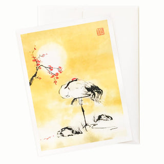 Cherry Blossom Crane Holiday Card by Nan Rae