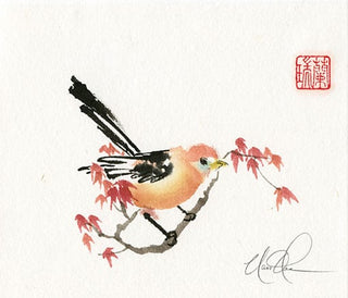 Bird on Maple branch painting