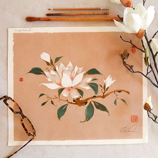 White Magnolia painting by Nan Rae