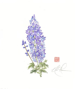 Delphinium painting by Nan Rae