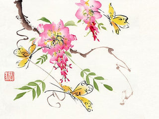 Original Wisteria and Butterflies painting by Nan Rae