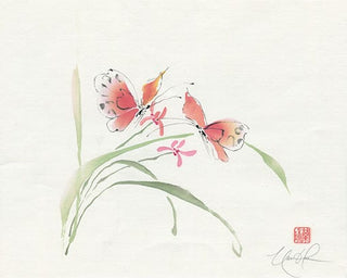Orchid and Butterflies painting