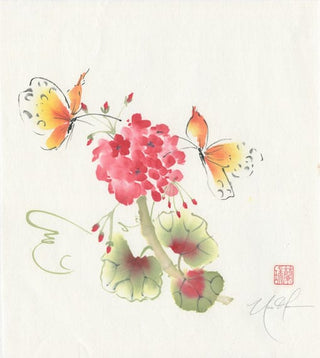 Geranium with butterfly painting