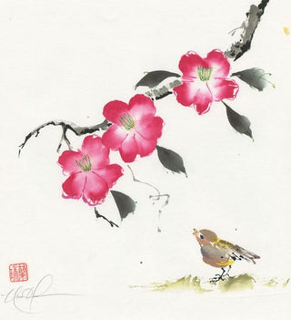 camellia and bird