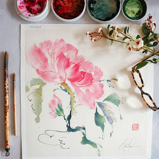 Original Peony painting by Nan Rae