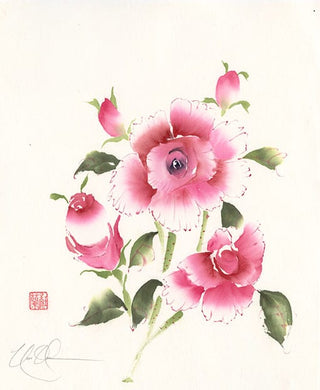 Roses Original Brush painting by Nan Rae