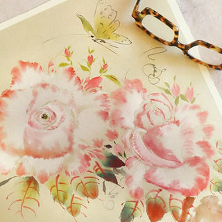 Roses with Butterfly painting by Nan Rae