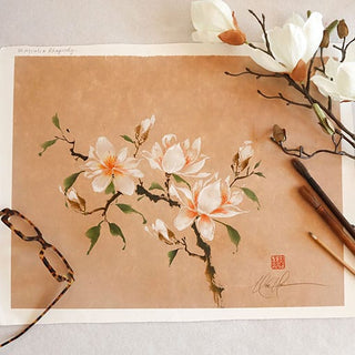White Magnolia painting by Nan Rae